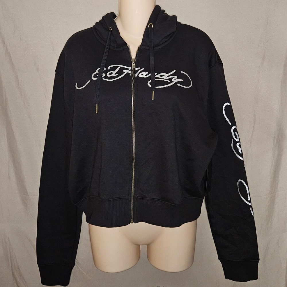 Ed Hardy Full Zip Crop Hoodie